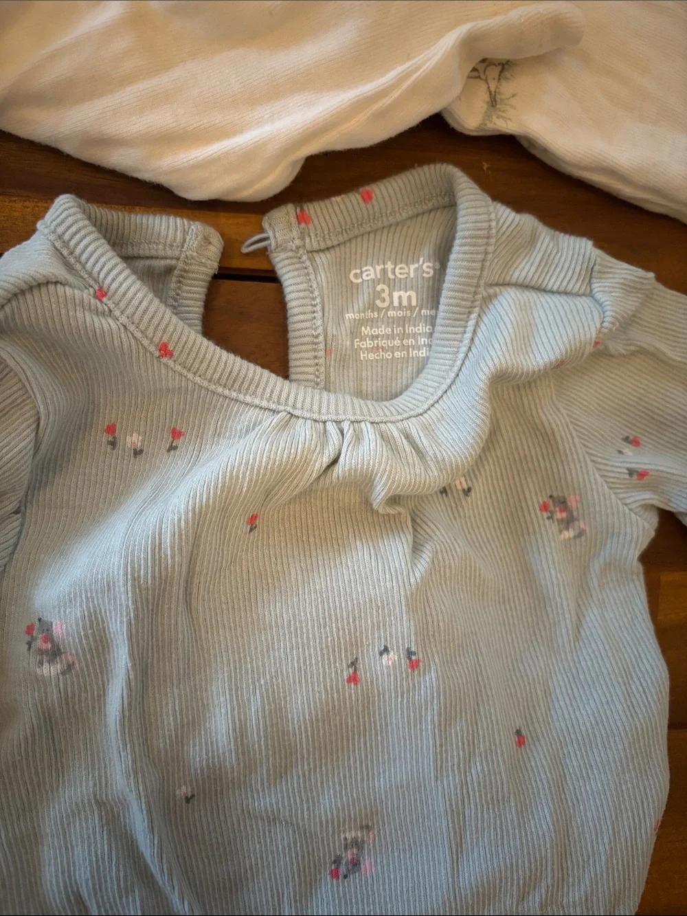 Carter's Pink Floral and Light Blue Ribbed Baby Pajama Sets